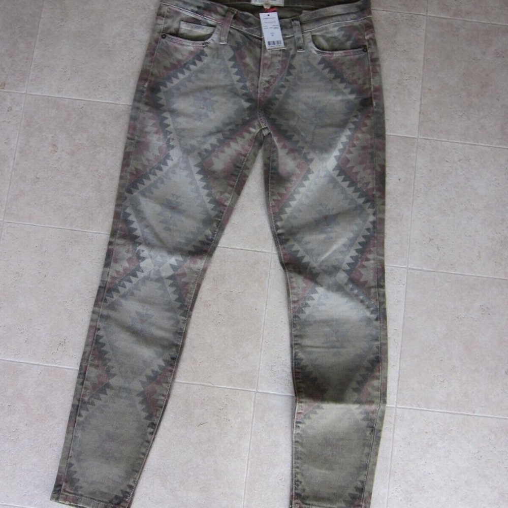 new CURRENT ELLIOTT ARMY GREEN NAVAJO JEANS SIZE 25 SUPER CUTE